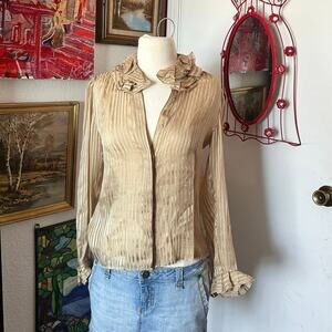 the silk farm icinoo gold beige glitter long sleeve blouse